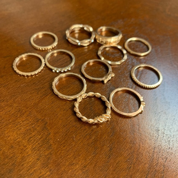 *3/$20* 12 Piece Gold Rhinestone Ring Set - Picture 7 of 9